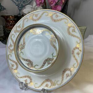 Hand Painted NIPPON Chip Dip Gold Moriage Morimura Brothers (Noritake Precursor)